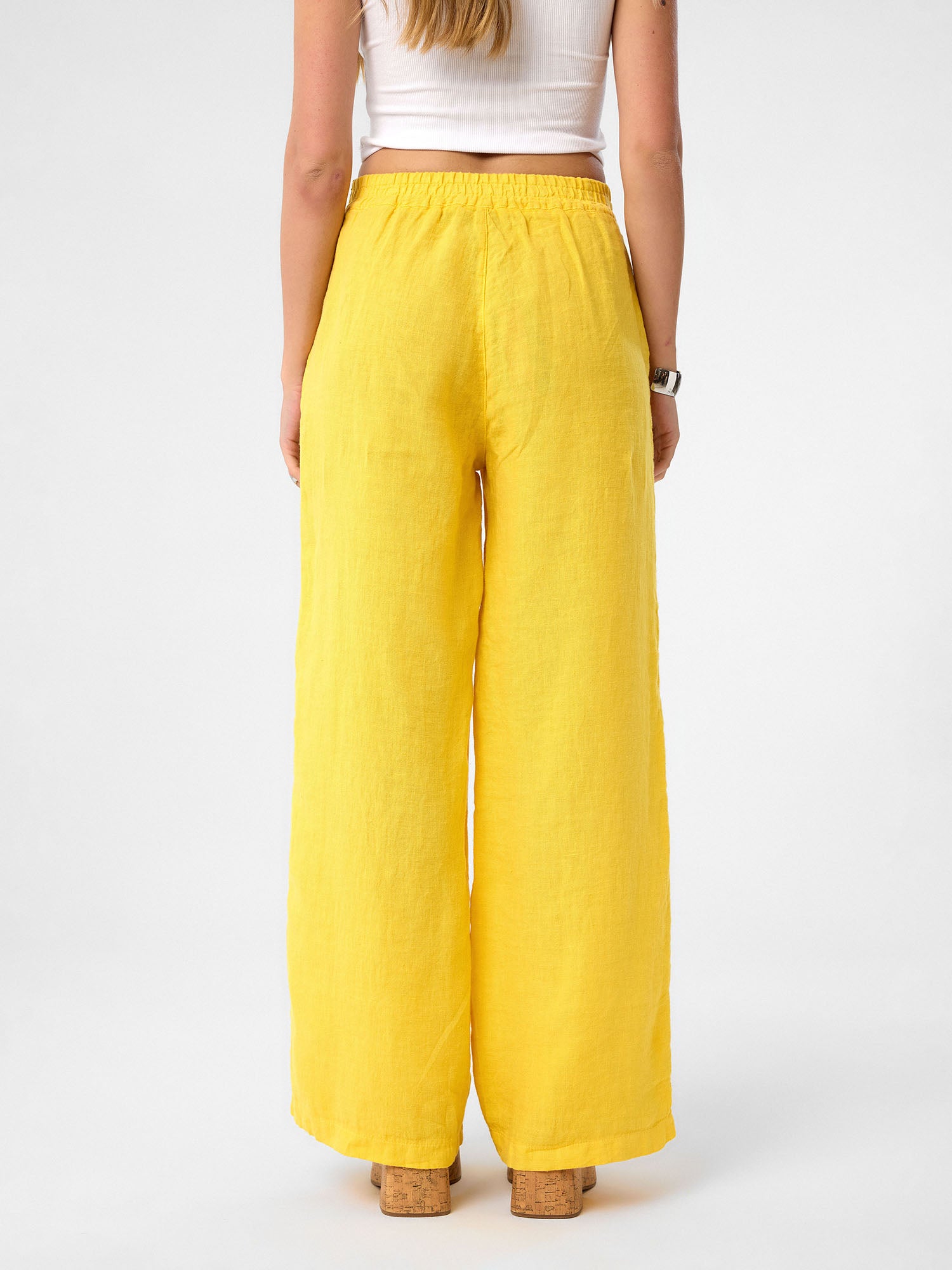 Wide-Leg Hose in Lemon