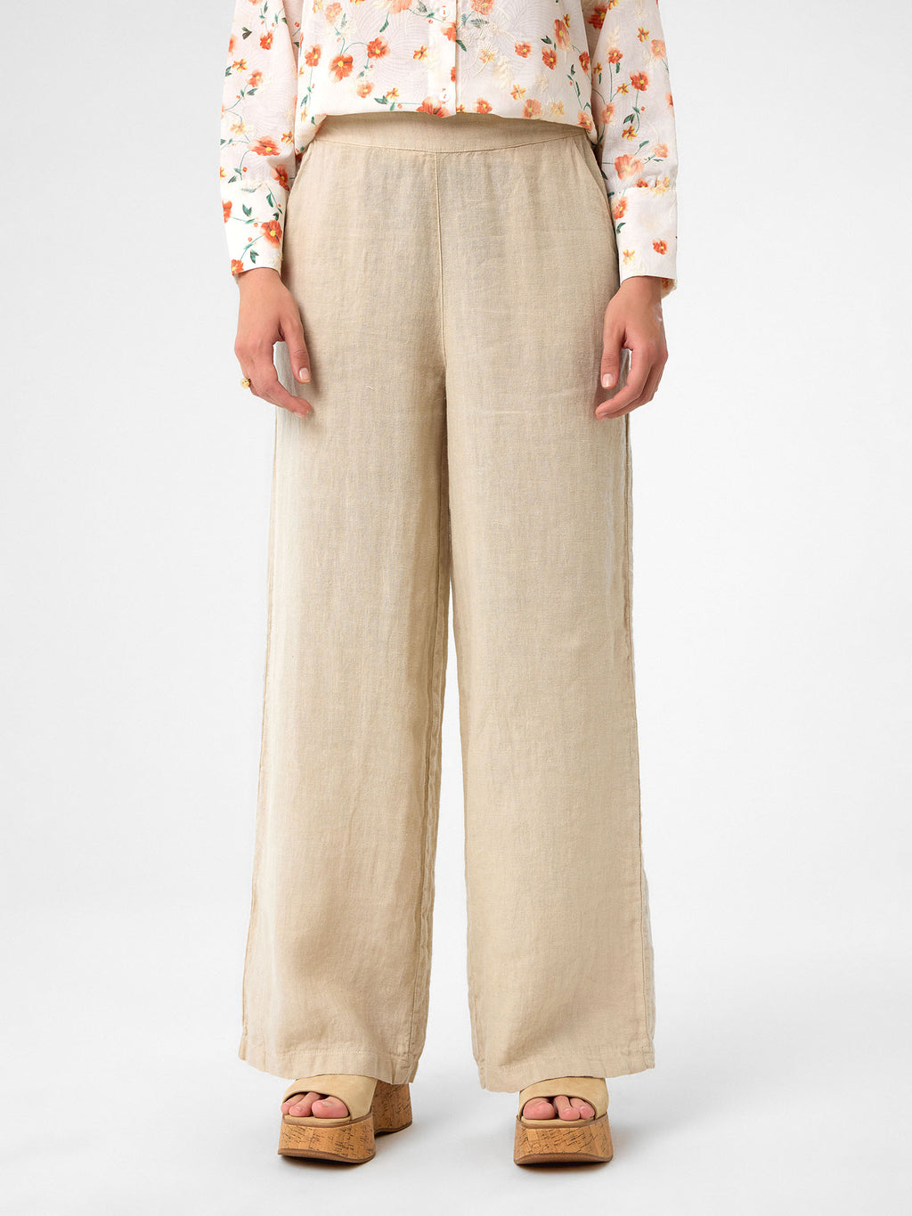 Wide-Leg Hose in Sandbeige