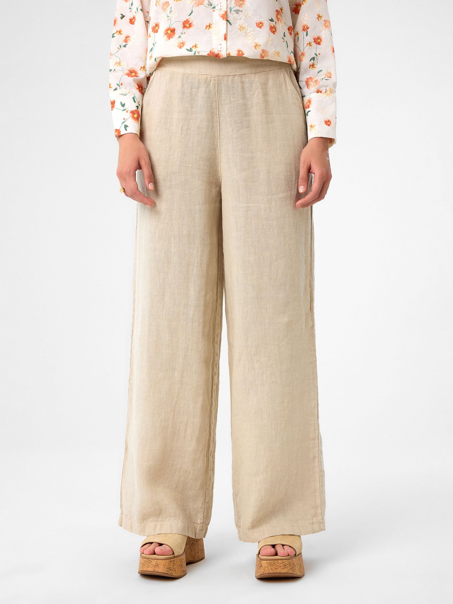 Wide-Leg Hose in Sandbeige