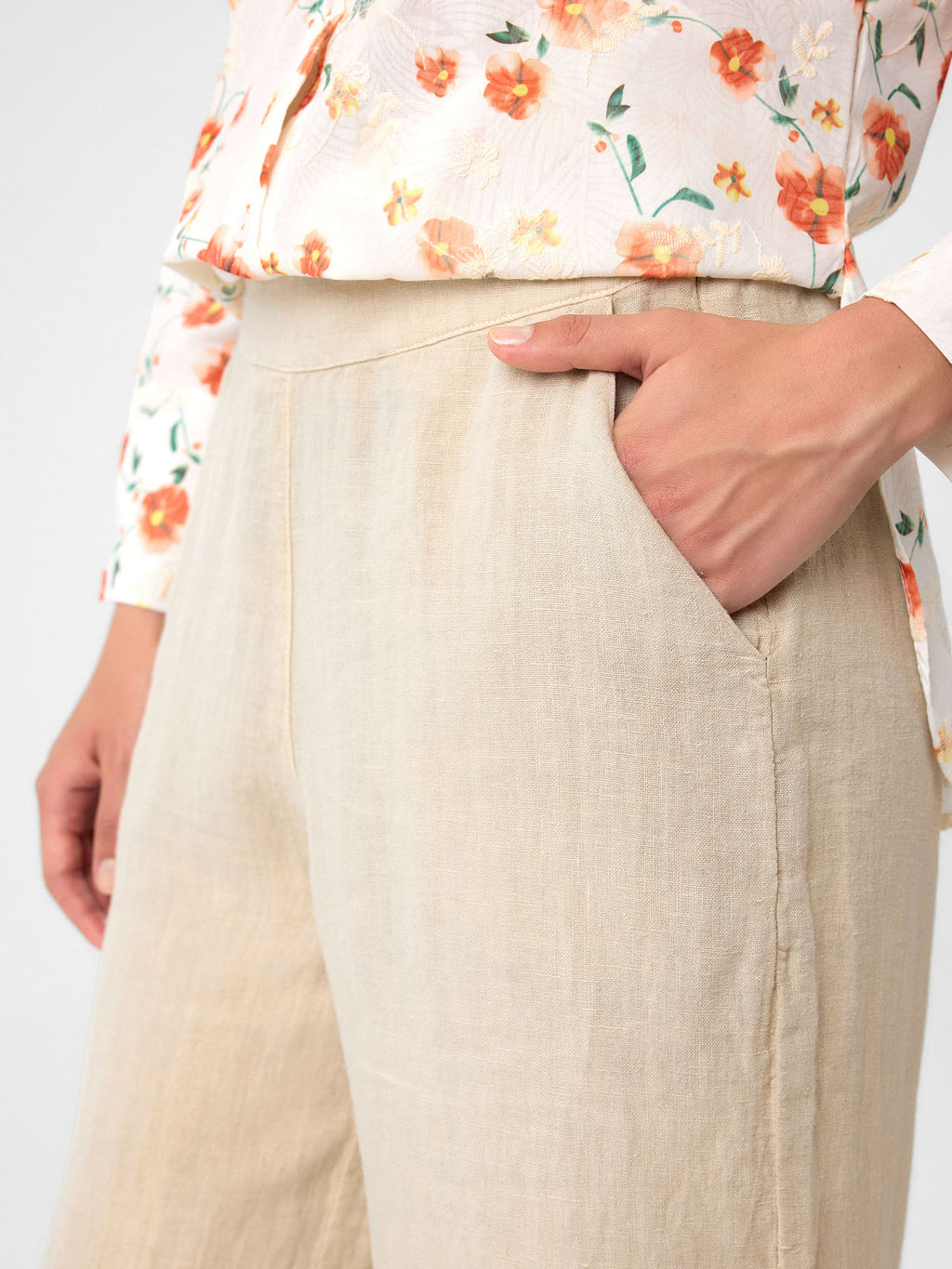 Wide-Leg Hose in Sandbeige