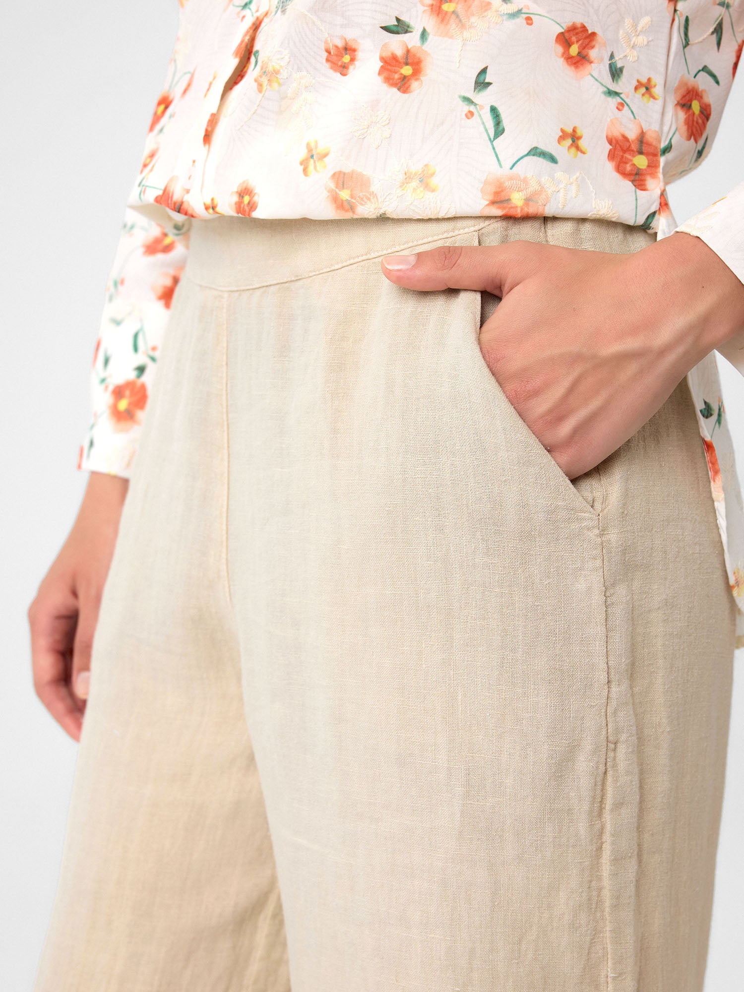 Wide-Leg Hose in Sandbeige