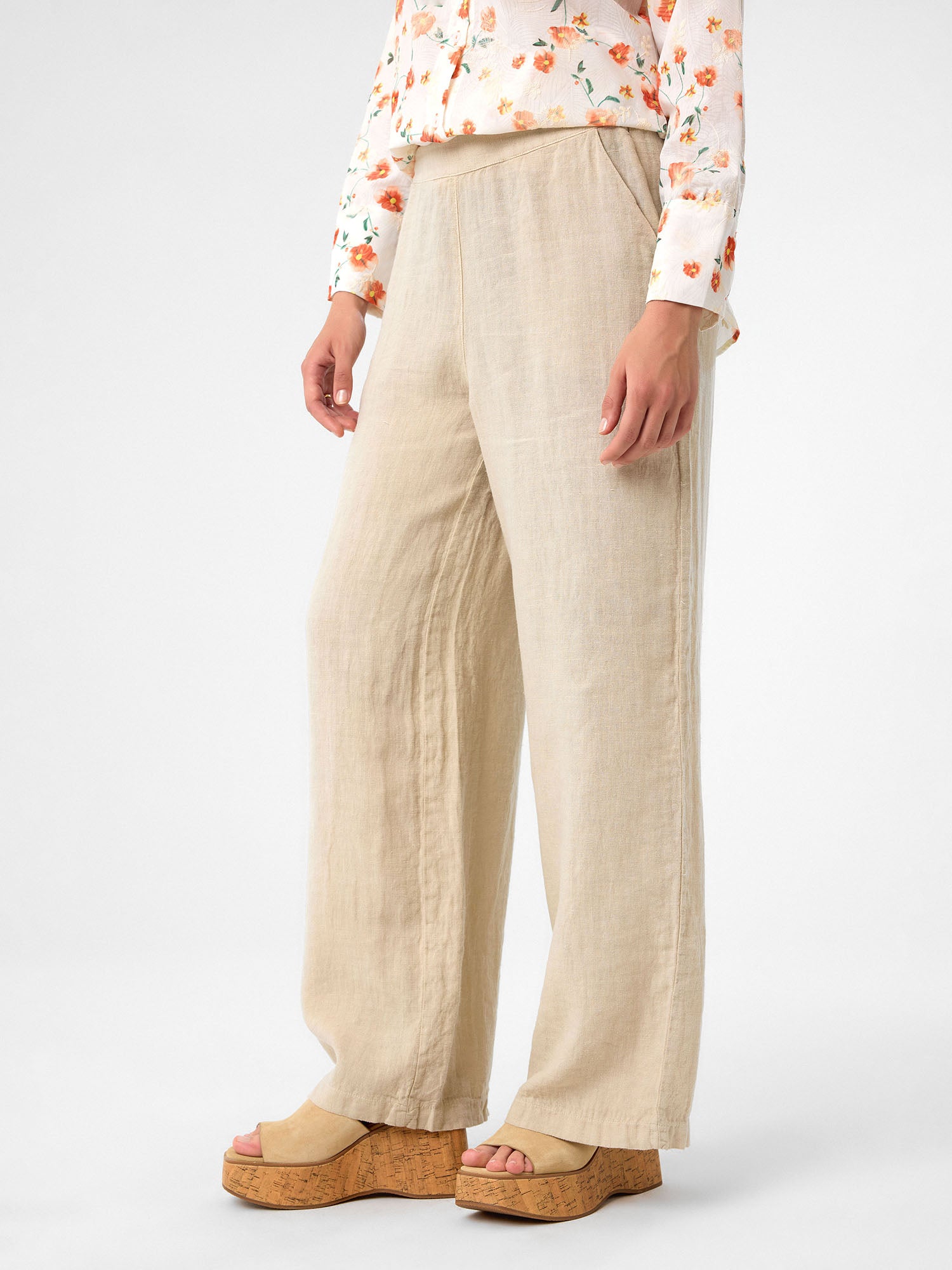 Wide-Leg Hose in Sandbeige