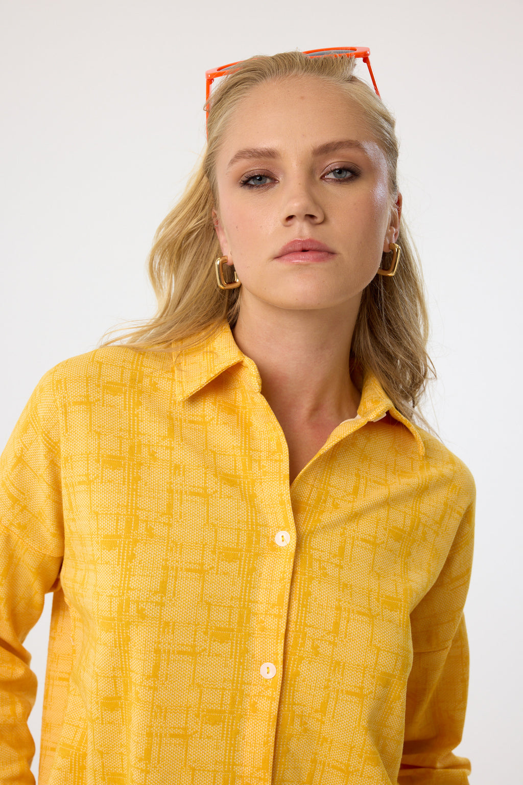 Zweiteiliges Set aus Viskose mit Karomuster in Gelb