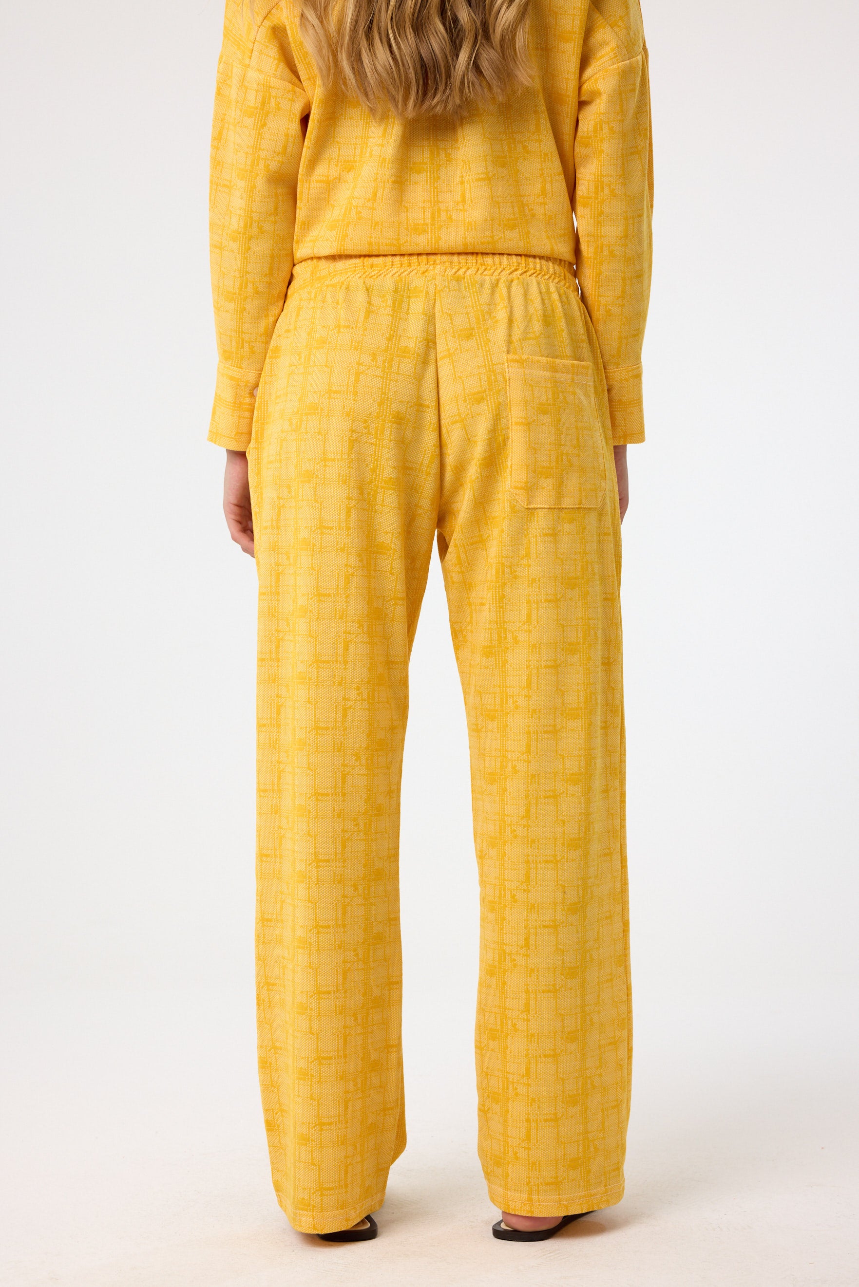 Zweiteiliges Set aus Viskose mit Karomuster in Gelb