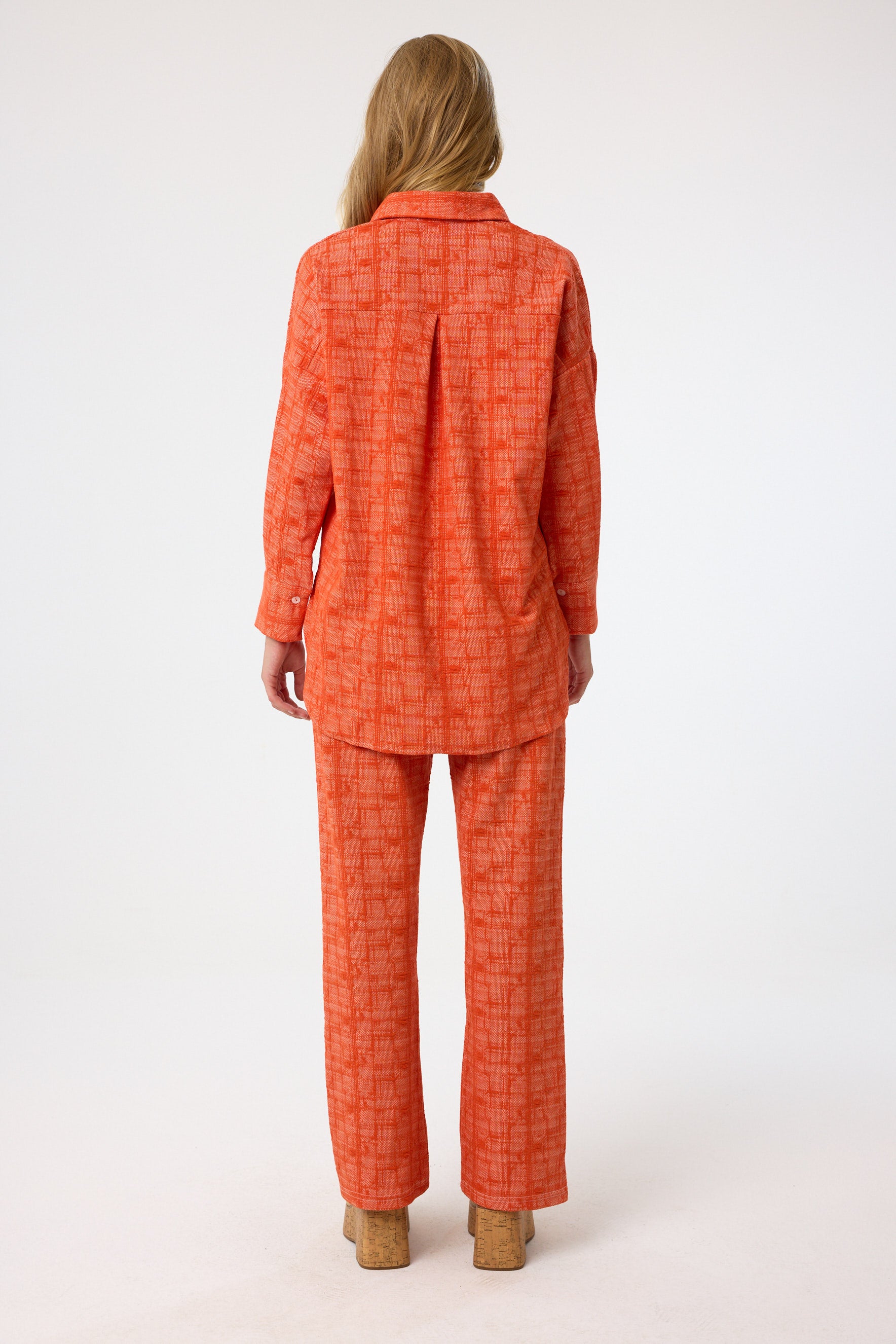 Zweiteiliges Set aus Viskose mit Karomuster in Kaffee