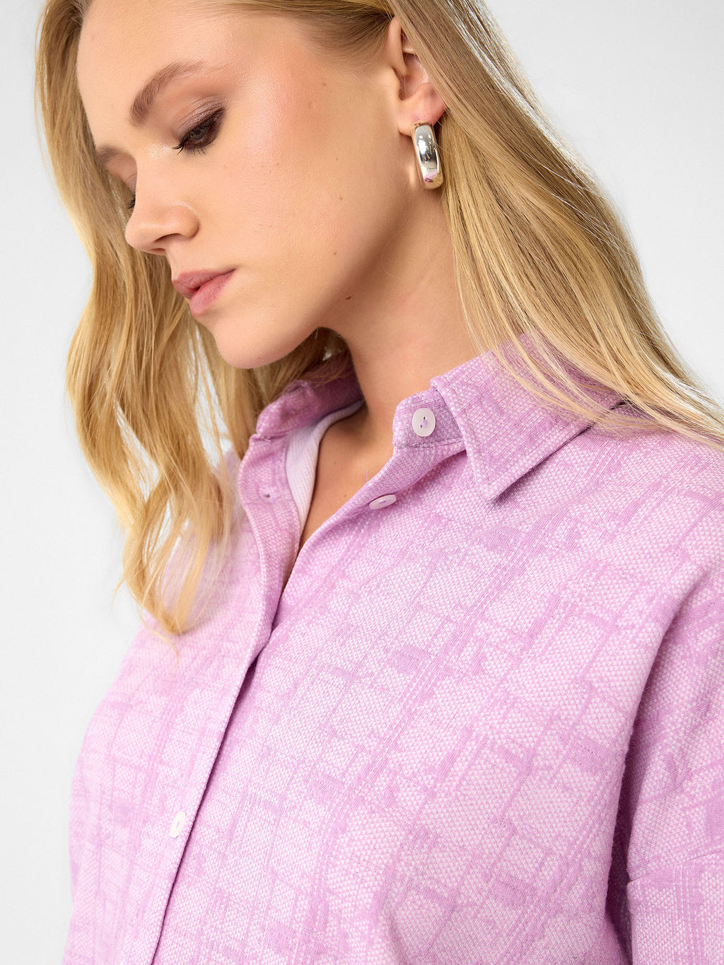 Zweiteiliges Set aus Viskose mit Karomuster in Lilac