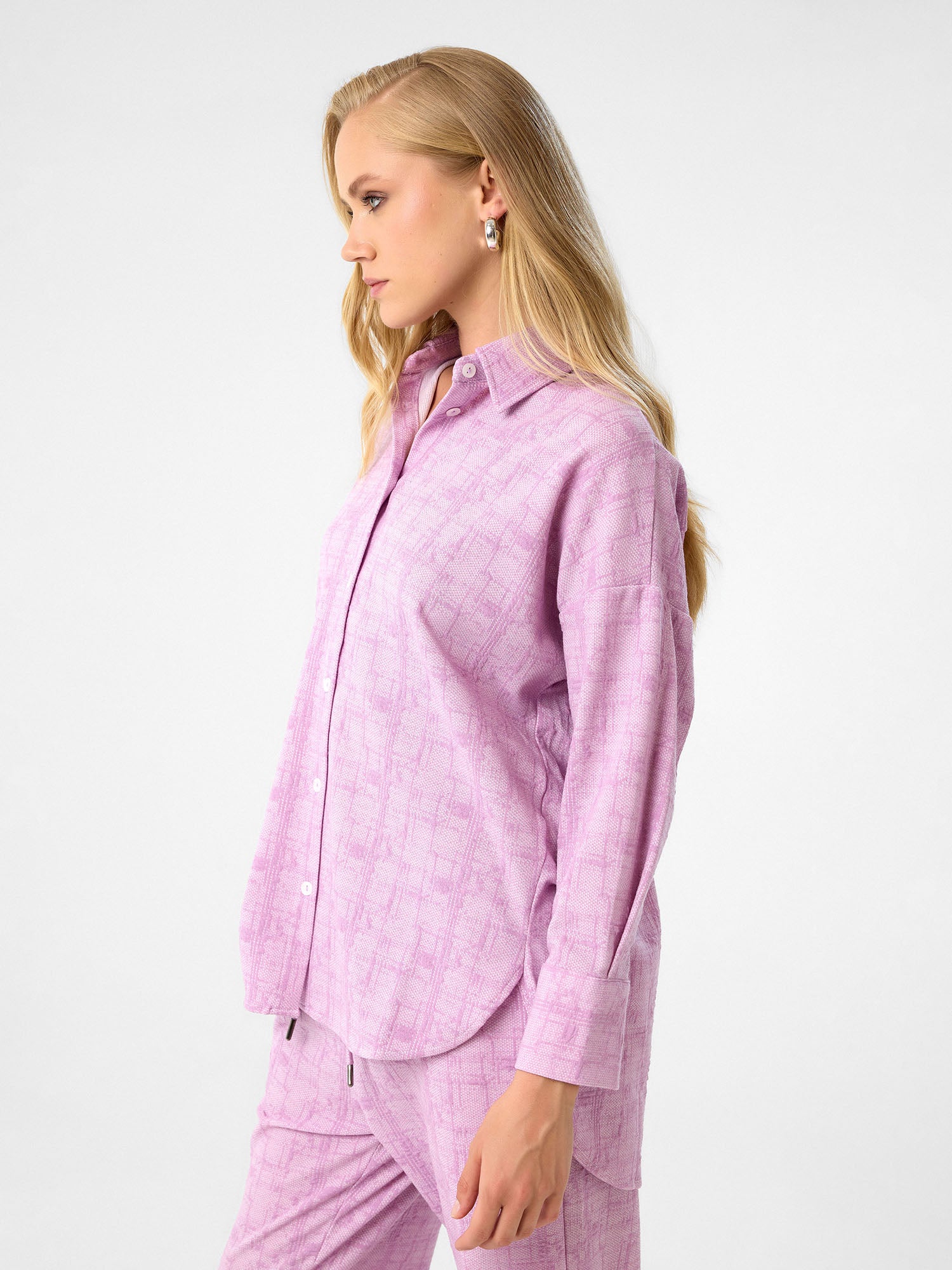 Zweiteiliges Set aus Viskose mit Karomuster in Lilac