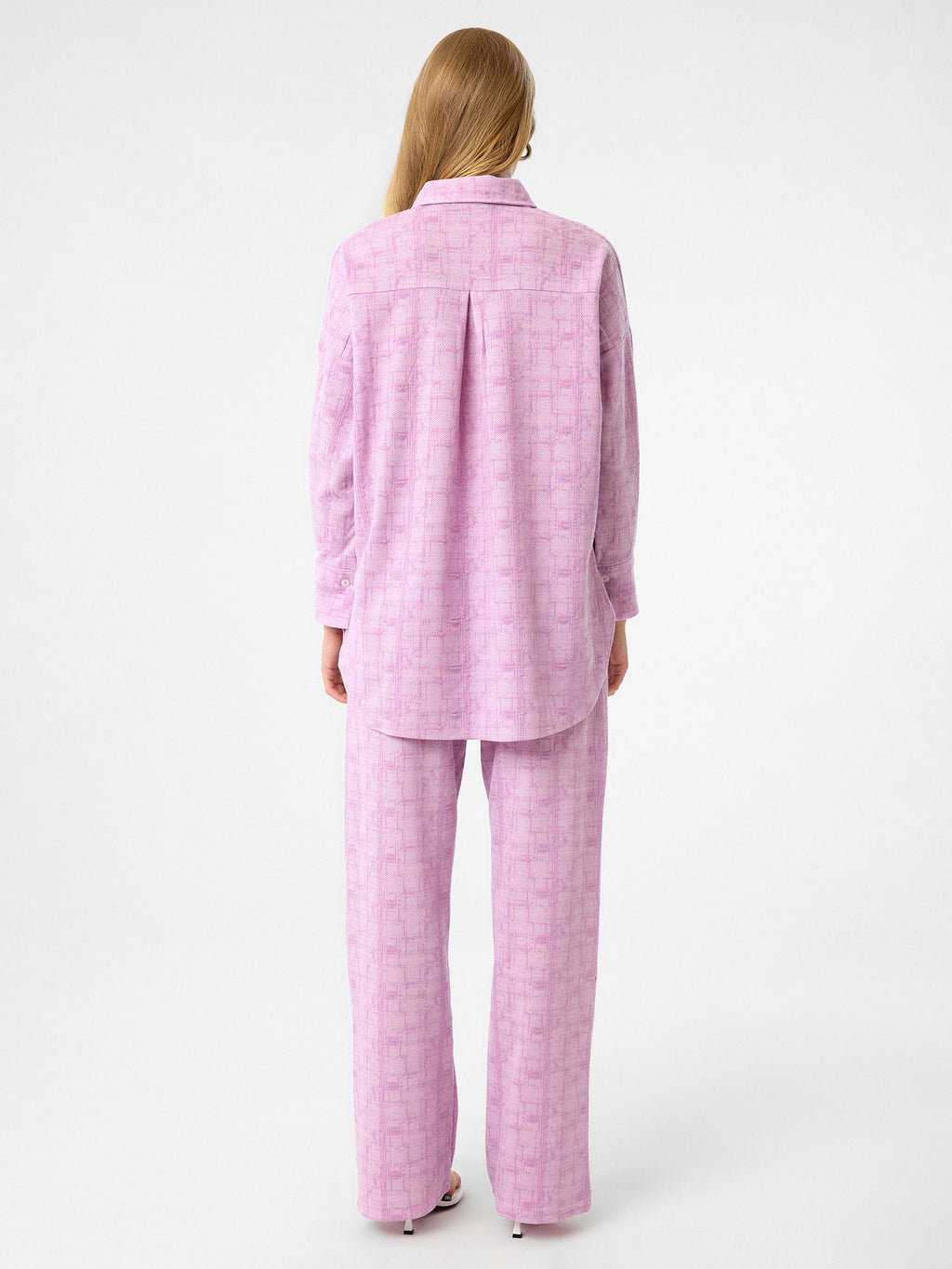 Zweiteiliges Set aus Viskose mit Karomuster in Lilac