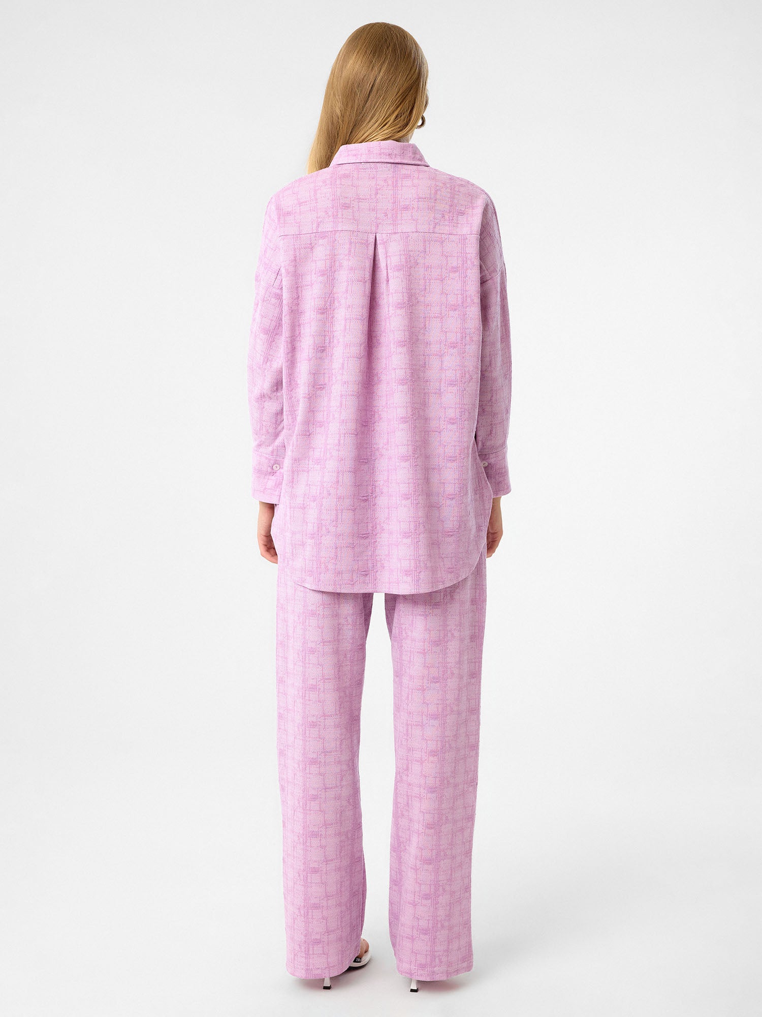 Zweiteiliges Set aus Viskose mit Karomuster in Lilac