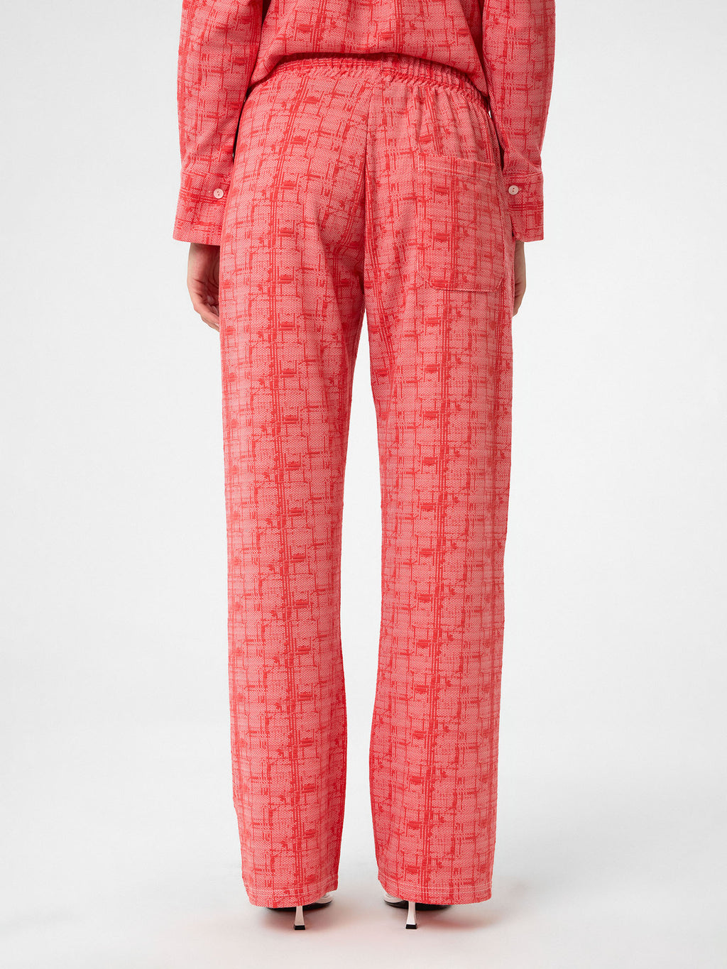 Zweiteiliges Set aus Viskose mit Karomuster in Terracotta