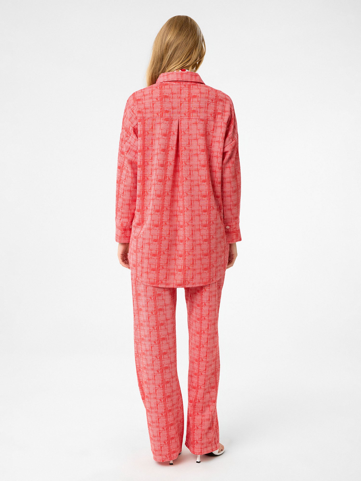 Zweiteiliges Set aus Viskose mit Karomuster in Terracotta