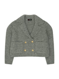 Strickjacke mit Reverskragen und Goldknöpfen in Grau