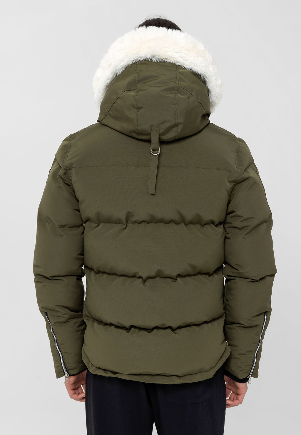 Winterjacke mit weißem Fell in Khaki