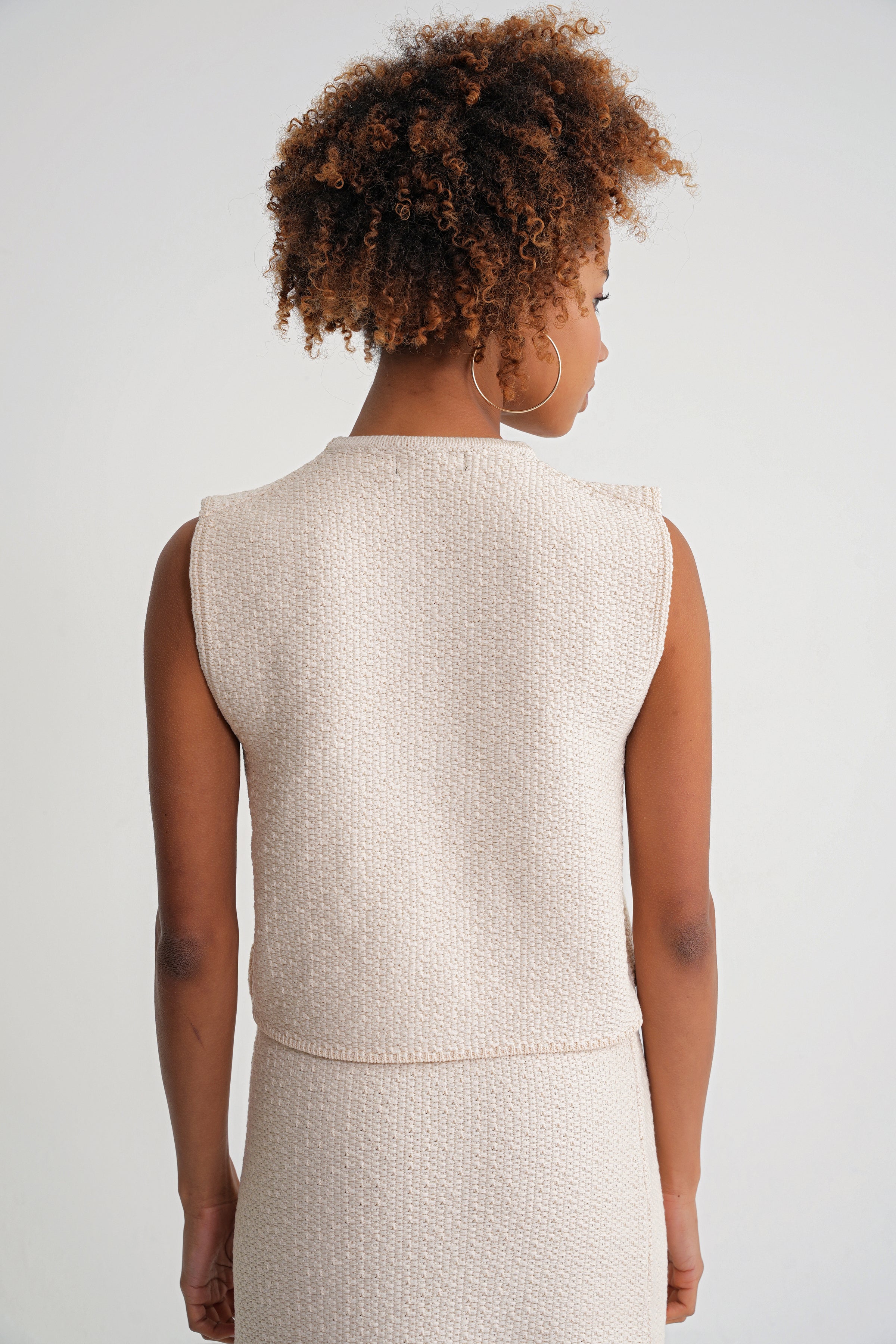 Damen Stricktop mit Bindeschleife in Cremeweiß