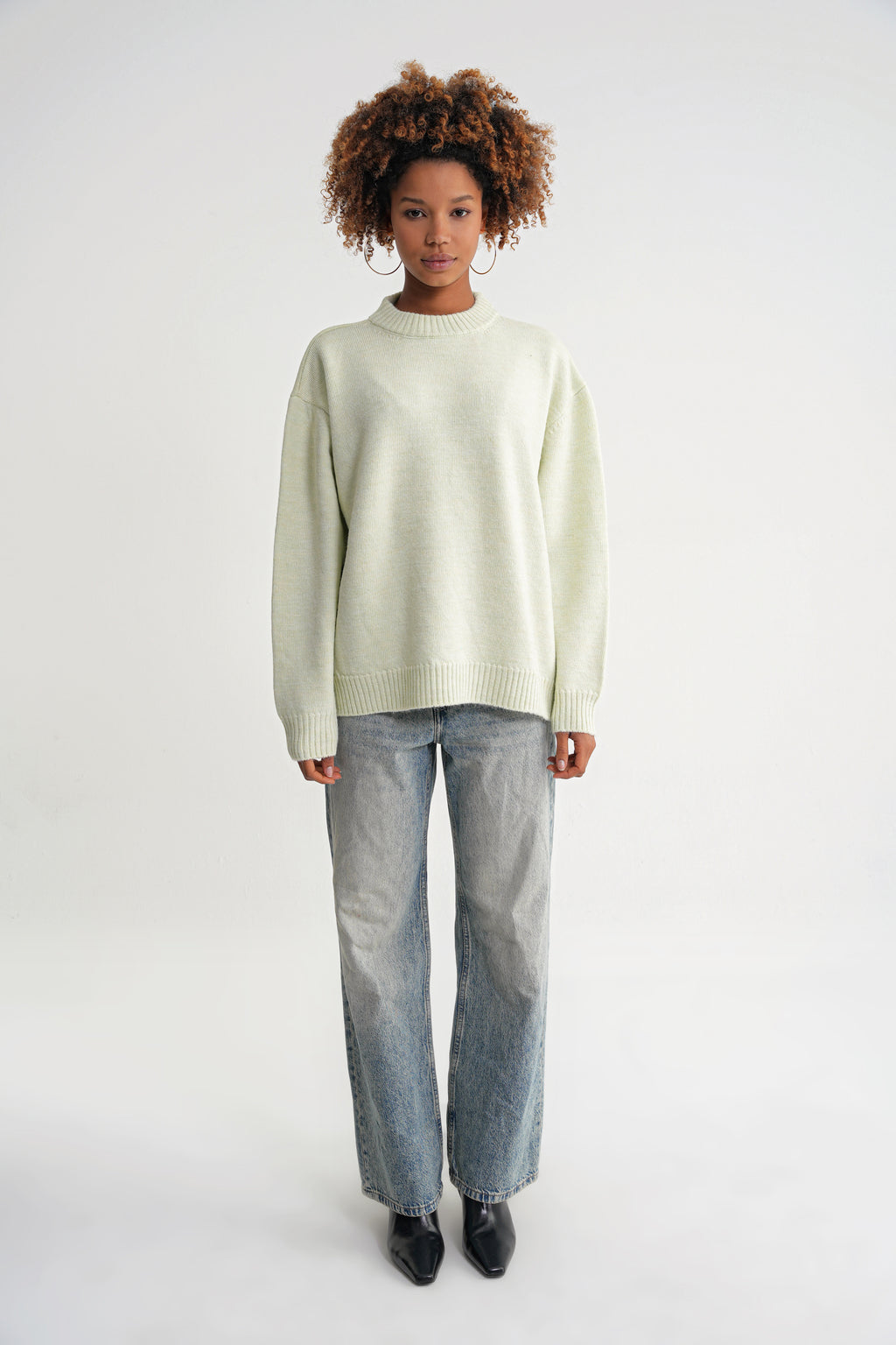 Damen Feinstrickpullover mit Rundhalsausschnitt – Mintgrün