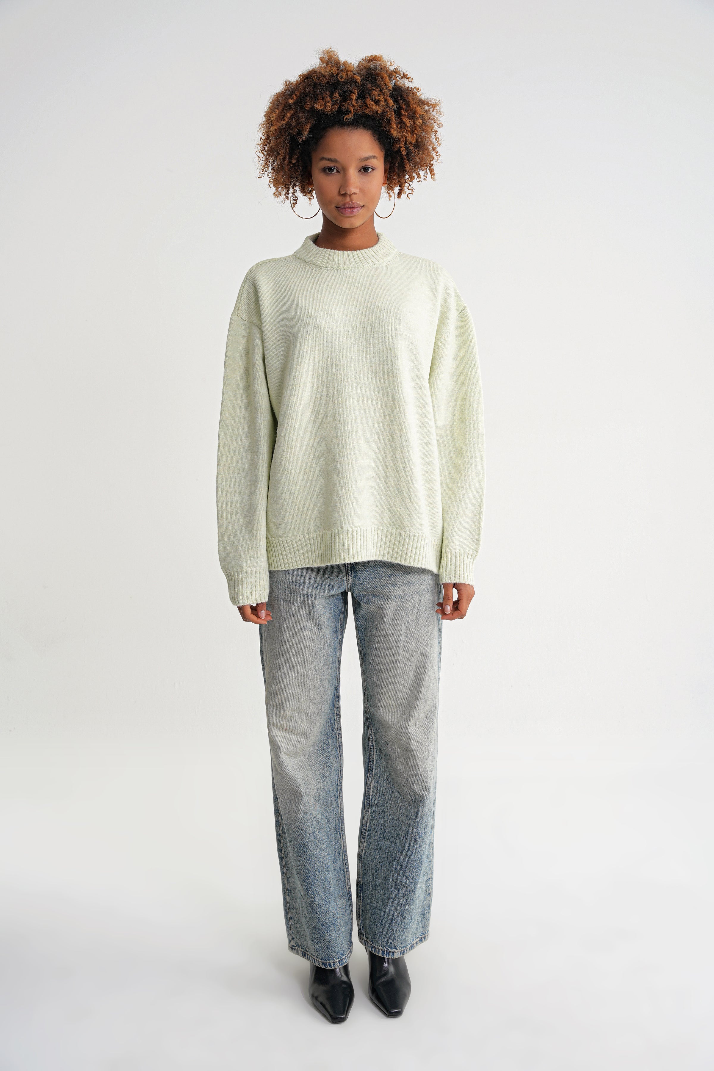 Damen Feinstrickpullover mit Rundhalsausschnitt – Mintgrün