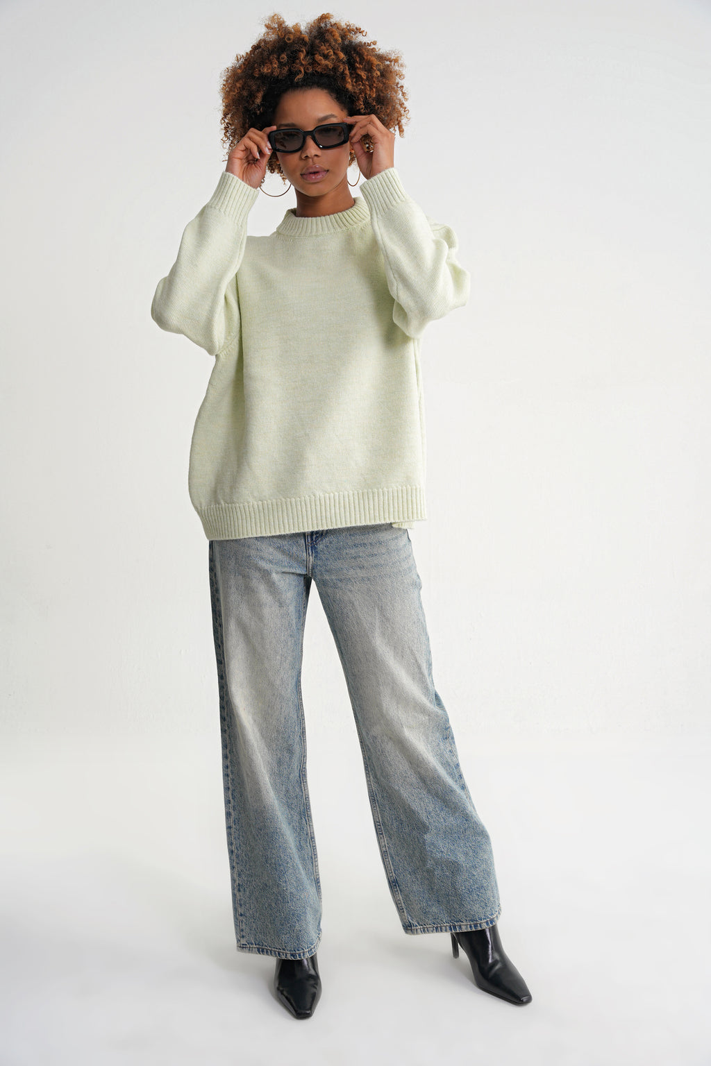 Damen Feinstrickpullover mit Rundhalsausschnitt – Mintgrün