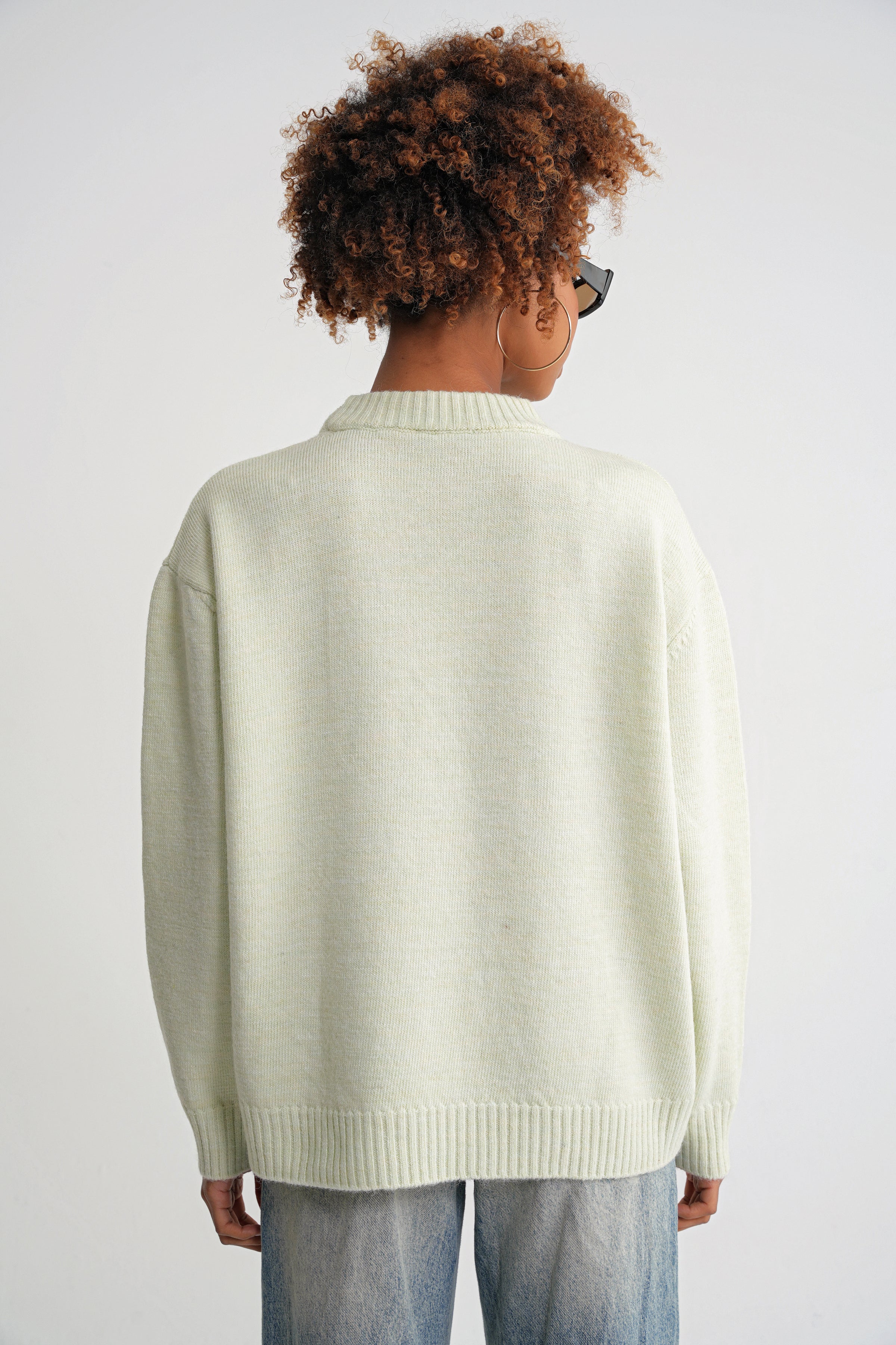 Damen Feinstrickpullover mit Rundhalsausschnitt – Mintgrün