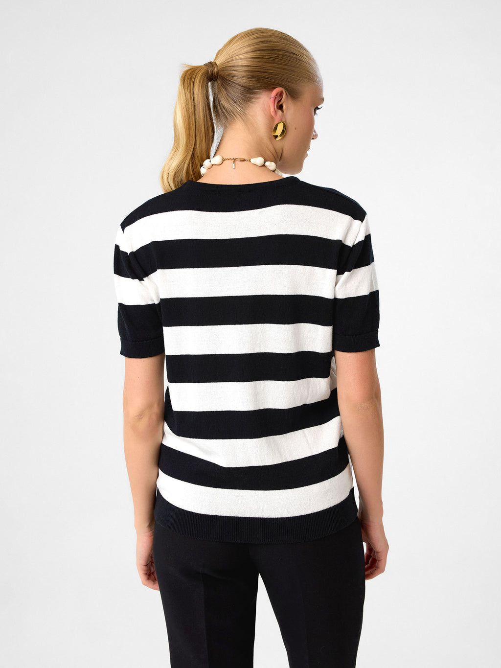 Strickshirt aus 100 % Baumwolle – Jet Black & Soft Pearl