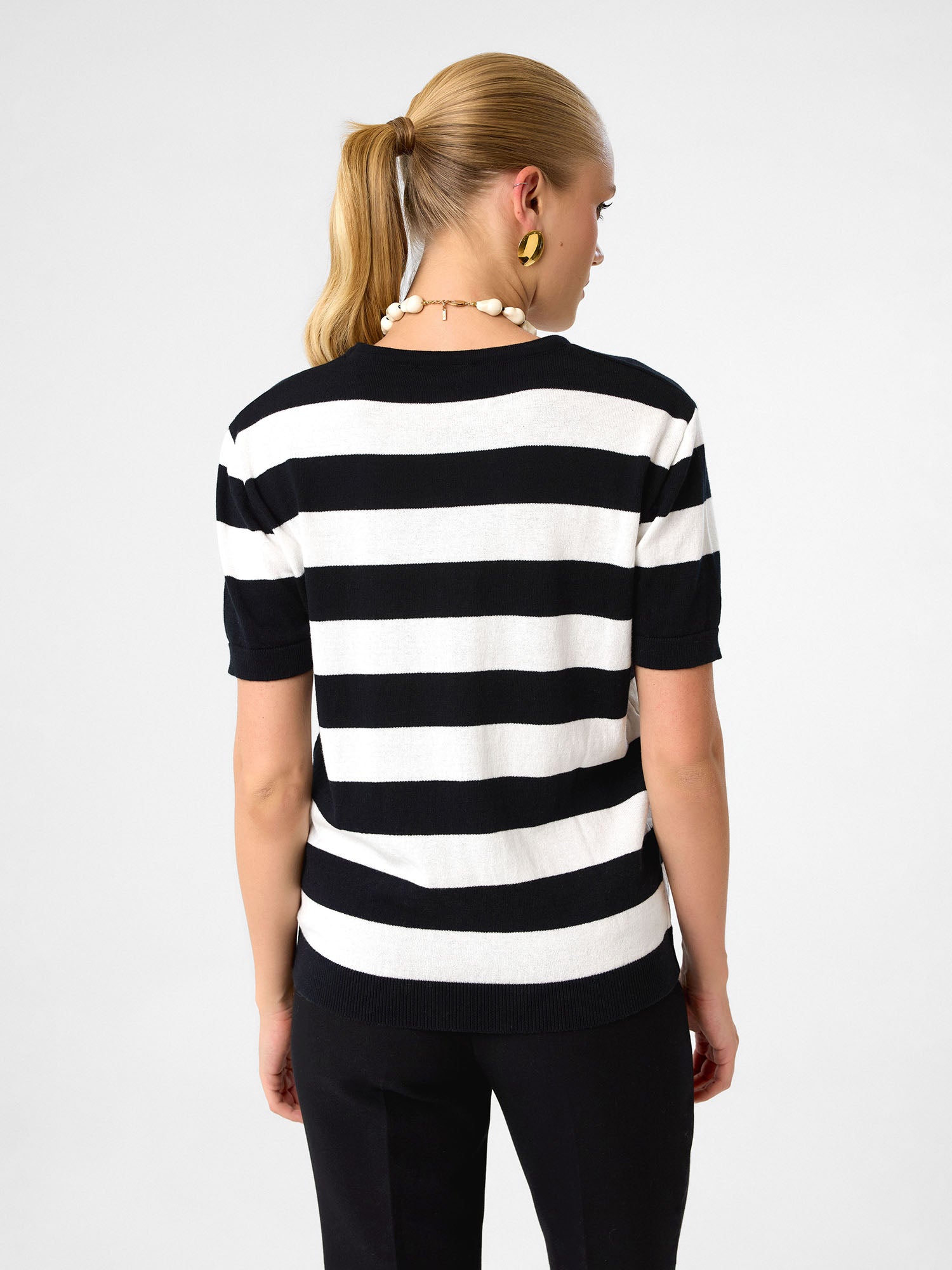 Strickshirt aus 100 % Baumwolle – Jet Black & Soft Pearl