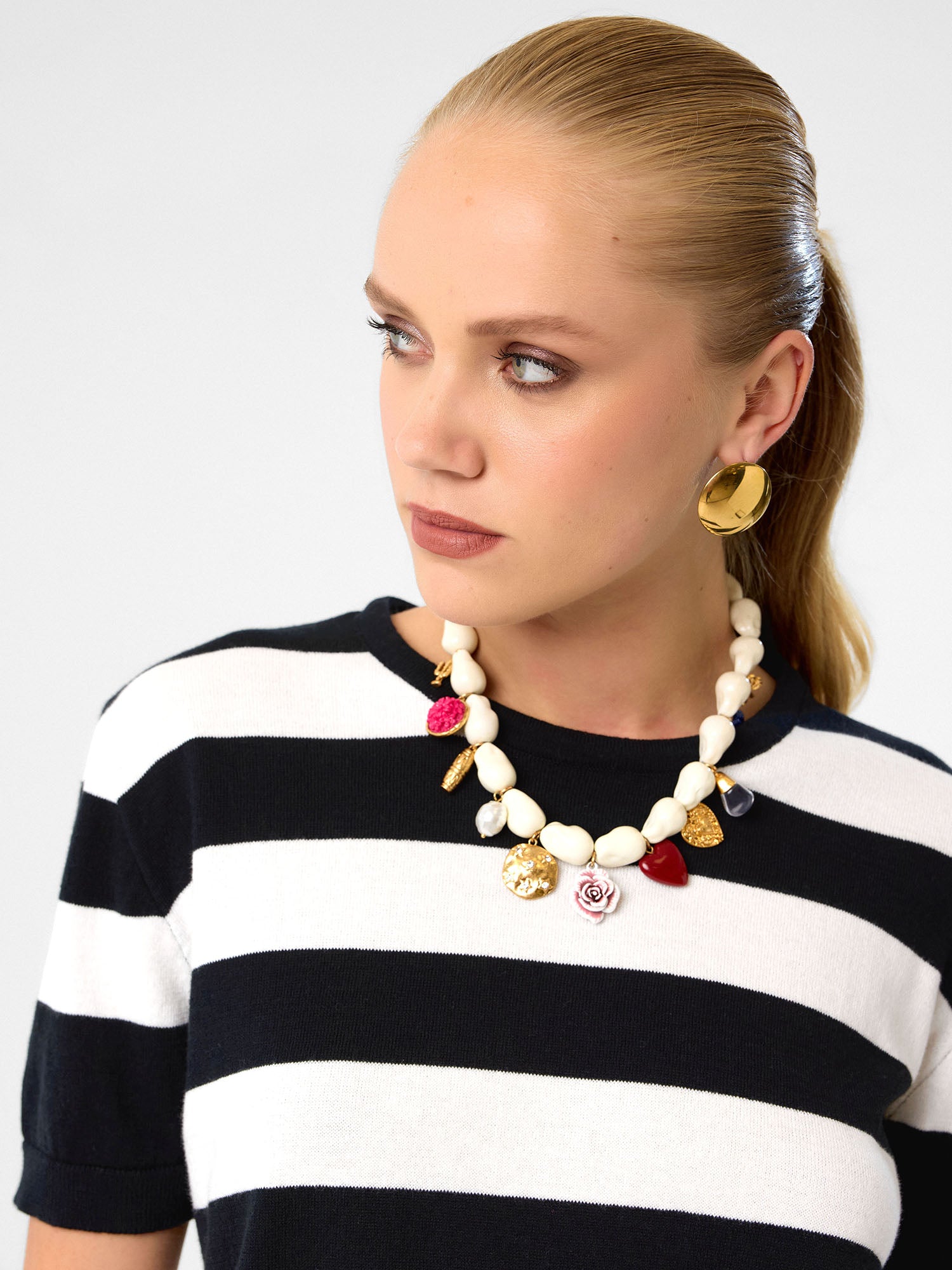 Strickshirt aus 100 % Baumwolle – Jet Black & Soft Pearl